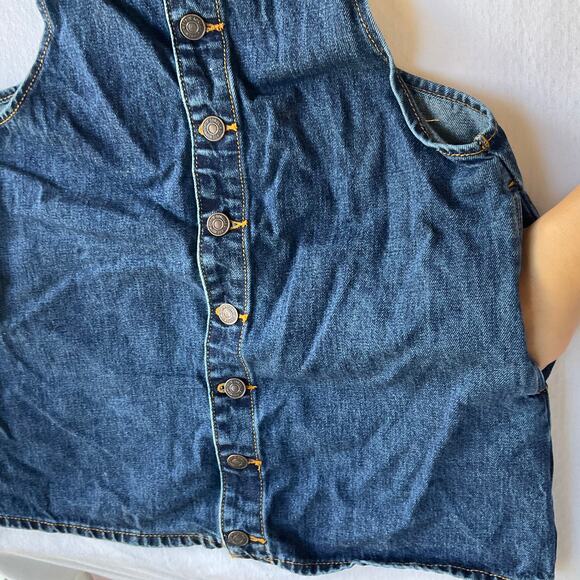 FOREVER 21 Women Denim Overall Front Buttons Bib Above Knee Skirt size M, Blue - Picture 7 of 11